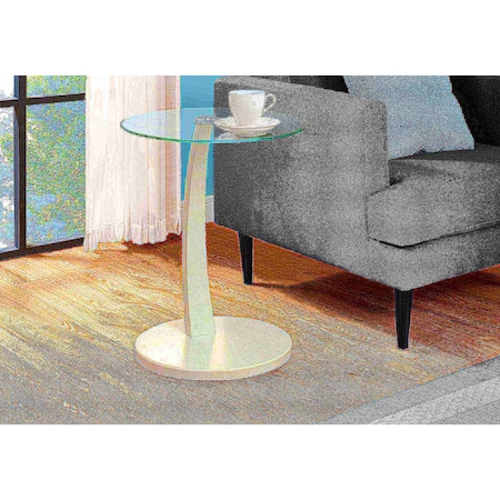 Monarch Specialties Accent Table - White Bentwood With Tempered Glass I 3017